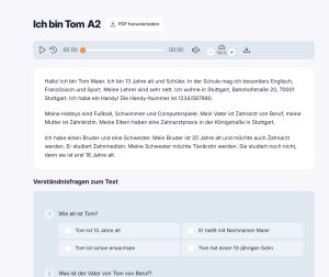 Reading practice screenshot